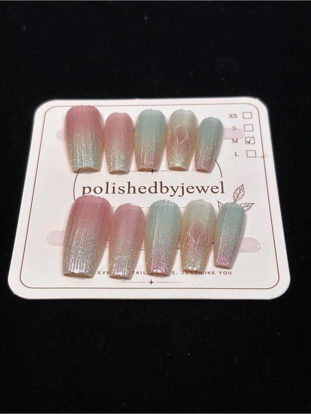 Polished by Jewel Pastel Pink & Mint Ombre Press-On Nail Set